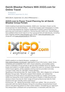 Dainik Bhaskar Partners With iXiGO.com for Online Travel