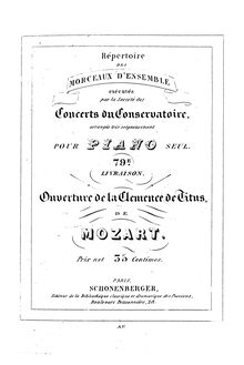Partition complète, La clemenza di Tito, The Clemency of Titus, Mozart, Wolfgang Amadeus par Wolfgang Amadeus Mozart