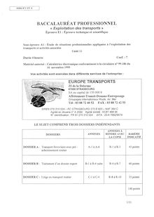 Epreuve technique et scientifique 2004 Bac Pro - Exploitation des transports