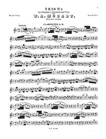 Partition clarinette , partie, Trio, Clarinet Trio ; Piano Trio ; Kegelstatt Trio