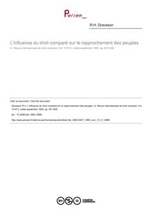 L influence du droit comparé sur le rapprochement des peuples - article ; n°3 ; vol.10, pg 501-509