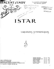 Partition complète, Istar: Variations Symphoniques, Op.42, Indy, Vincent d  par Vincent d  Indy