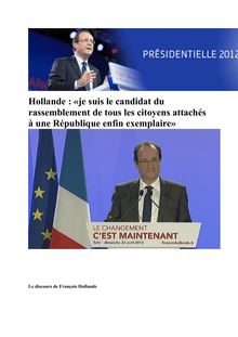 Le discours de François Hollande