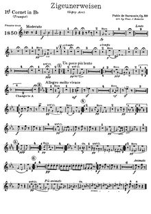 Partition Brass et Percussion (Cornets 1+2, Trombone, timbales, Triangle), Zigeunerweisen, Op.20