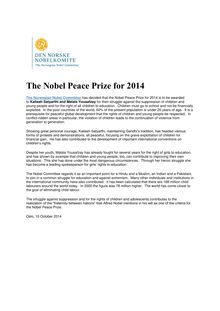 Prix Nobel de la Paix 2014