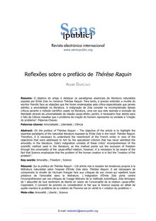 Reflexões sobre o prefácio de Thérèse Raquin