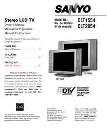 Manuel d’instructions -  Télévision Sanyo CLT1554