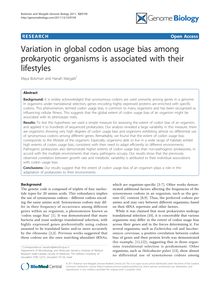 Variation in global codon usage bias among prokaryotic organisms is associated with their lifestyles