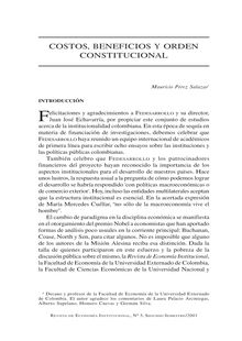 Costos, beneficios y orden constitucional (Costs, Benefits and Constitutional Order)