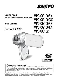Notice Camescope numérique Sanyo  VPC-CG100TA