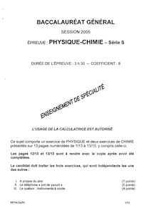 Physique-Chimie Specialité 2005 Scientifique Baccalauréat général