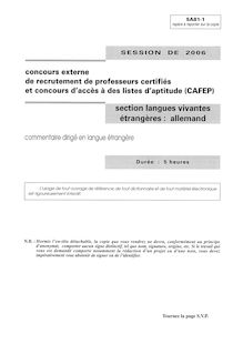 Commentaire dirigé en langue étrangère 2006 CAPES de langues vivantes (Allemand) CAPES (Externe)