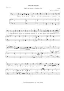 Partition Amor costante, Arie, e cantate a voce sola di [...] Libro primo, Op. 11