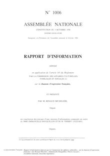 Rapport d information déposé par la Commission des affaires culturelles (...) sur la chanson d expression française