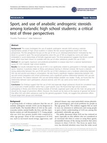 Sport, and use of anabolic androgenic steroids among Icelandic high school students: a critical test of three perspectives