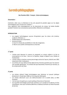 Baccalauréat Français 2016 - Séries technologiques - Dissertation