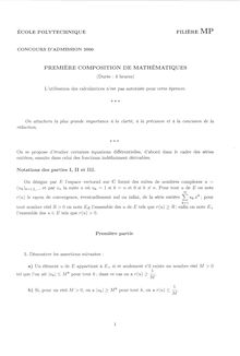 Polytechnique X 2000 premiere composition de mathematiques classe prepa mp