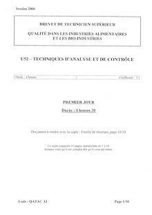 Techniques d analyses et de contrôles 2006 BTS Qualité dans les industries alimentaires et bio-indus.