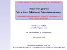 Introduction générale : Faits stylisés, Définition et Présentation ...