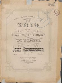 Partition complète et parties, Piano Trio No.2, A major par Josef Gabriel Rheinberger