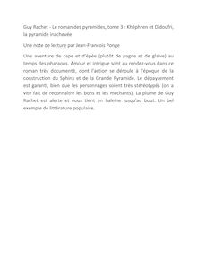 Guy Rachet - Le roman des pyramides, tome 3 : Khéphren et Didoufri, la pyramide inachevée
