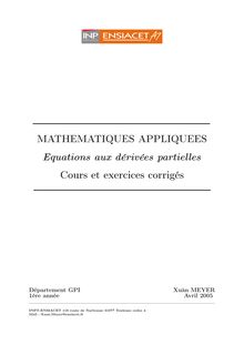 MATHEMATIQUES APPLIQUEES Equations aux dérivées partielles Cours ...