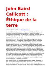 John Baird Callicott : Éthique de la terre