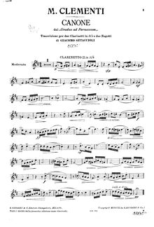 Partition clarinette 2, Gradus ad Parnassum, Clementi, Muzio