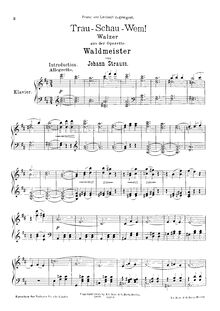 Partition Arrangement pour Piano solo, Trau, schau, wem!, Op.463