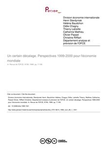 Un certain décalage. Perspectives 1999-2000 pour l économie mondiale - article ; n°1 ; vol.69, pg 7-106