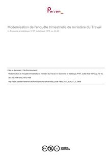 Modernisation de l enquête trimestrielle du ministère du Travail - article ; n°1 ; vol.47, pg 40-42