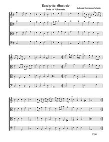 Partition  16, Allemande - partition complète (Tr A T B), Banchetto Musicale
