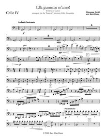 Partition violoncelle IV , partie, Don Carlos, Don Carlo, Verdi, Giuseppe