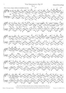 Partition No., Poco vivace, 4 Intermezzi, Op.19, Kreuzhage, Eduard par Eduard Kreuzhage
