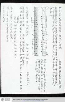 Partition complète et parties, Sinfonia en D major, GWV 556