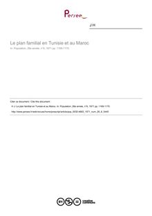 Le plan familial en Tunisie et au Maroc - article ; n°6 ; vol.26, pg 1169-1170