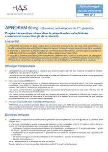 APROKAM 50 mg (céfuroxime), céphalosporine de 2ème génération - APROKAM SYNTHESE CT12564