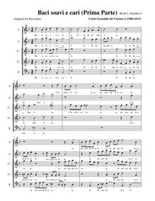 Partition , Baci soavi e cari, Prima parte - partition complète (alto notation), madrigaux, Book 1