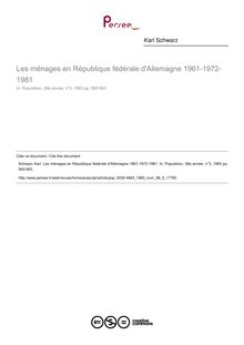 Les ménages en République fédérale d Allemagne 1961-1972-1981 - article ; n°3 ; vol.38, pg 565-583