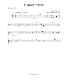 Partition cor 1, Symphony No.27, B-flat major, Rondeau, Michel par Michel Rondeau