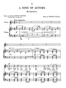 Partition complète, A song of autumn, Elgar, Edward