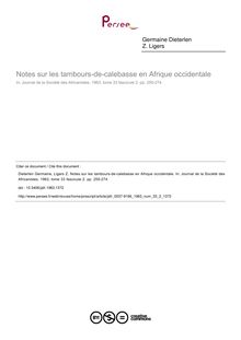 Notes sur les tambours-de-calebasse en Afrique occidentale - article ; n°2 ; vol.33, pg 255-274