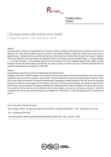 L Europe entre elle-même et le Golfe - article ; n°1 ; vol.56, pg 179-192