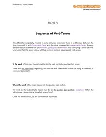 Prépa Sciences Po – Anglais – Fiche 4 : Sequences of Verb Tenses