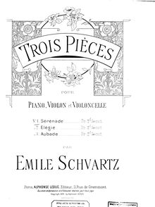 Partition de piano, 3 pièces pour Piano Trio, Schvartz, Émile par Émile Schvartz