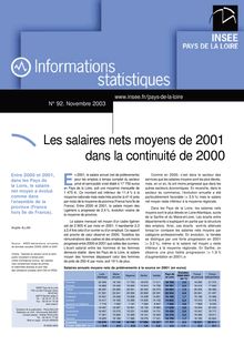 Les salaires nets moyens de 2001 dans la continuité de 2000