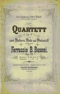 Partition couverture couleur, corde quatuor No.1, C major, Busoni, Ferruccio