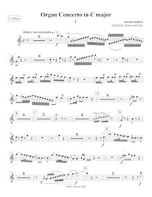 Partition hautbois 1, orgue Concerto en C major, C major, Salieri, Antonio