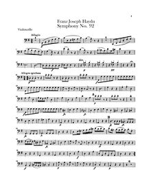Partition violoncelles, Symphony No.92 en G major, “Oxford”, Sinfonia No.92