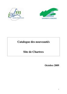 Catalogue des nouveautés  Site de Chartres